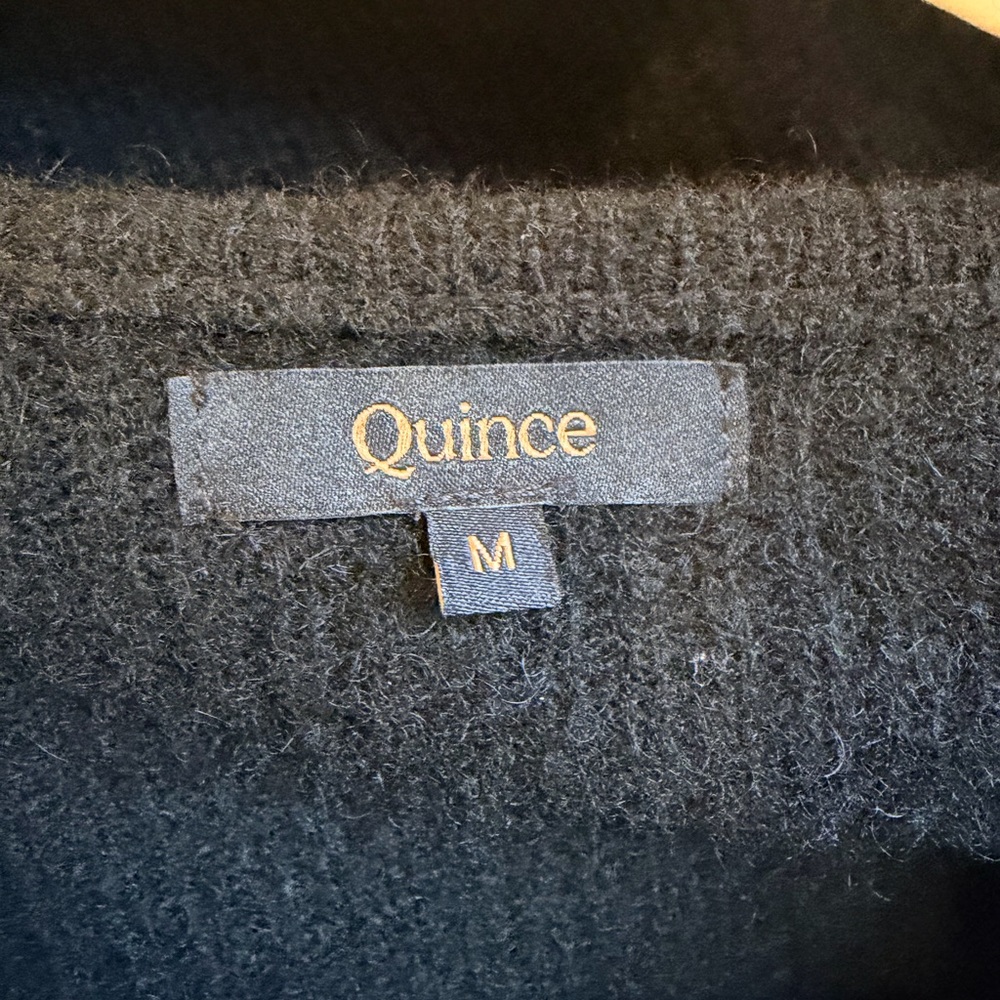 Quince Womens 100% Yak Soft Rib Crew Cardigan Sweater Black Size M - Picture 3 of 5